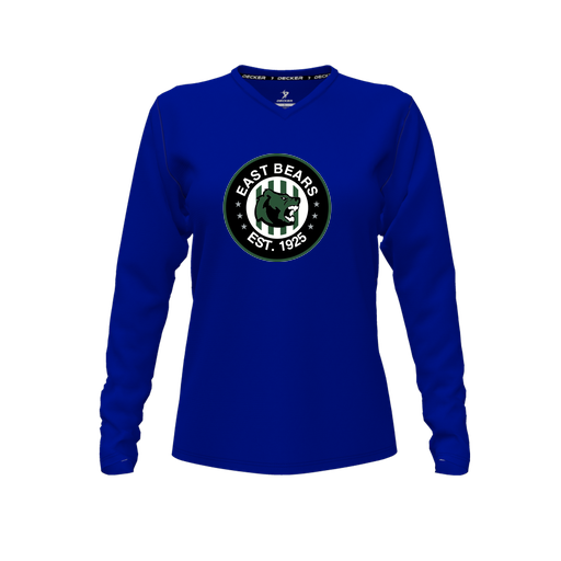 [CUS-DFW-TEES-CMF-VNK-LSL-RYL-FYXS-LOGO3] Comfort T-Shirt (Female Youth XS, Royal, V Neck, Logo 3, Long Sleeve)