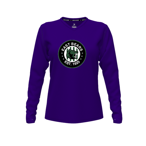 [CUS-DFW-TEES-CMF-VNK-LSL-PUR-FYXS-LOGO3] Comfort T-Shirt (Female Youth XS, Purple, V Neck, Logo 3, Long Sleeve)