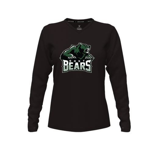 [FTLVPTBK-FYXS-LOGO1] Decker Performance T-Shirt (Female Youth XS, Black, V Neck, Logo 1, Long Sleeve)