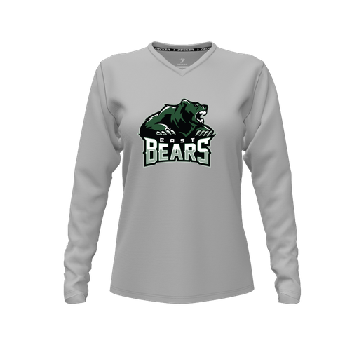 [CUS-DFW-TEES-PER-VNK-LSL-GRY-FYXS-LOGO1] Performance T-Shirt (Female Youth XS, Gray, V Neck, Logo 1, Long Sleeve)