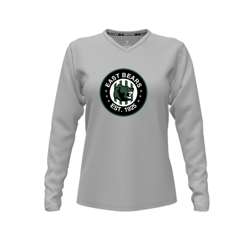 [CUS-DFW-TEES-PER-VNK-LSL-GRY-FYXS-LOGO3] Performance T-Shirt (Female Youth XS, Gray, V Neck, Logo 3, Long Sleeve)