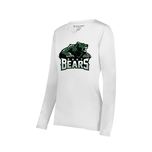 [222824.005.S-LOGO1] Ladies LS Smooth Sport Shirt (Female Adult S, White, Logo 1)