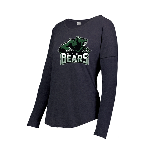 [3077.72N.S-LOGO1] Ladies LS Ultra-blend T-Shirt (Female Adult S, Navy, Logo 1)